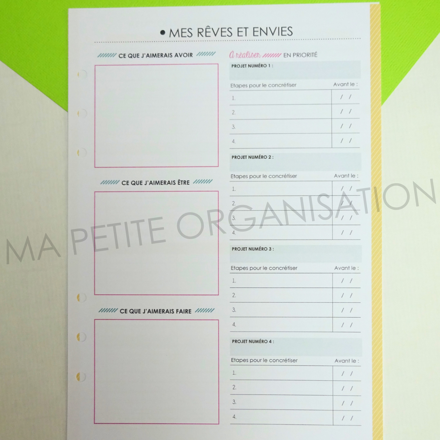 Organiser ma vie perso - recharge pour agenda A5