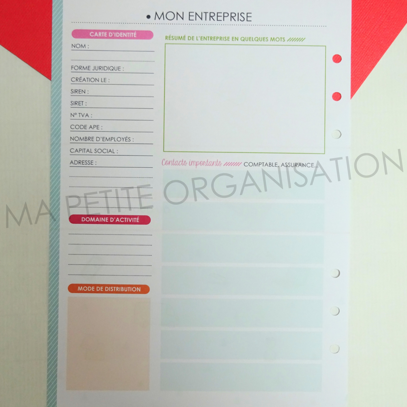 Organiser ma vie pro - recharge pour agenda A5