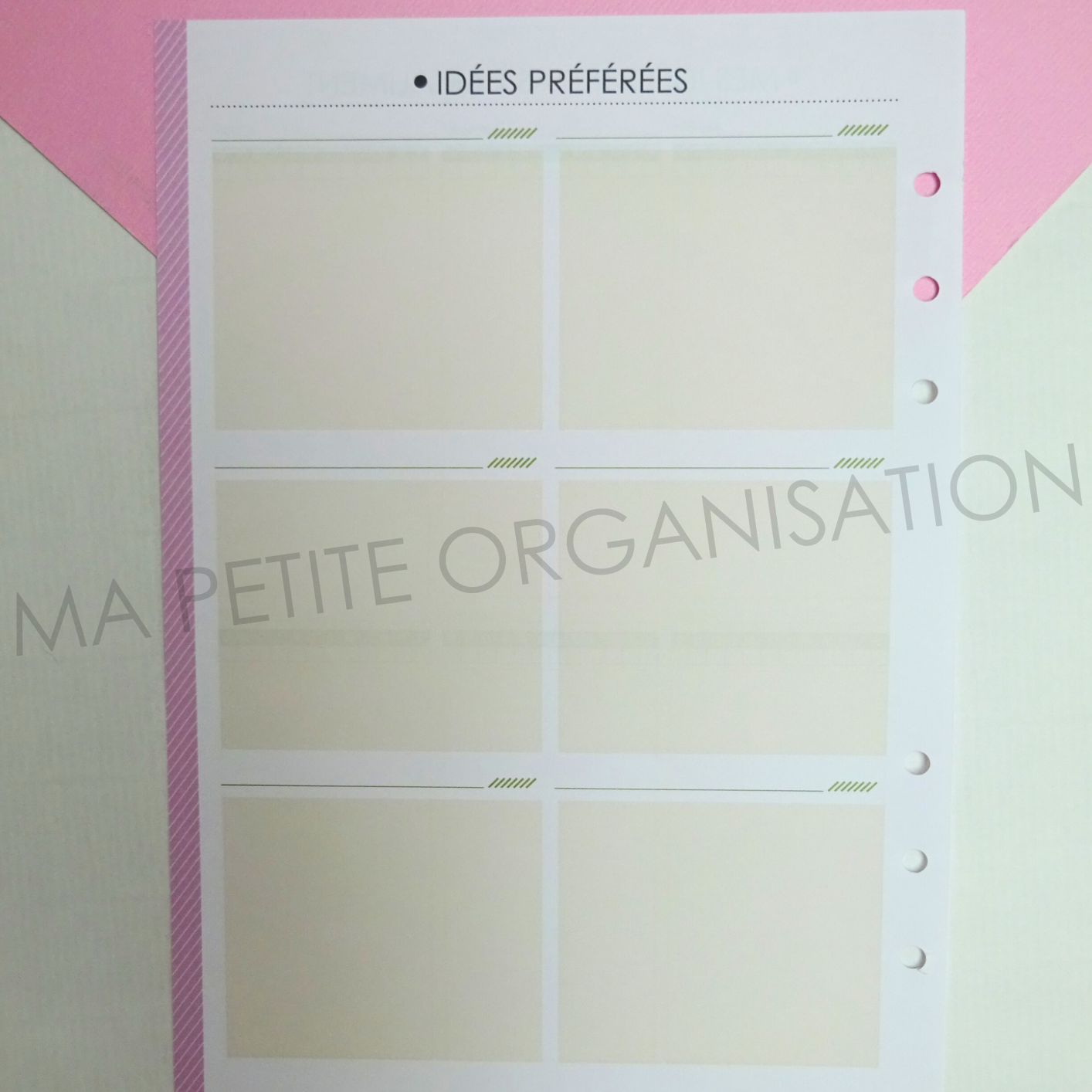 Gestion des repas - recharge pour agenda A5