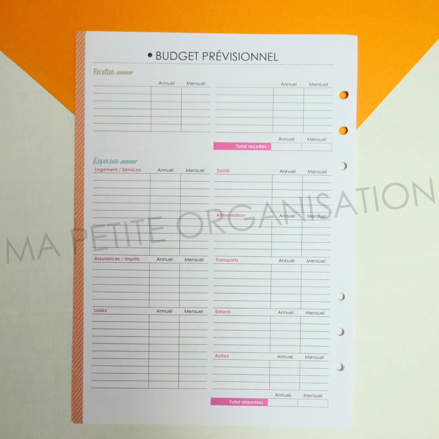 Gestion de mon budget - recharge pour agenda A5