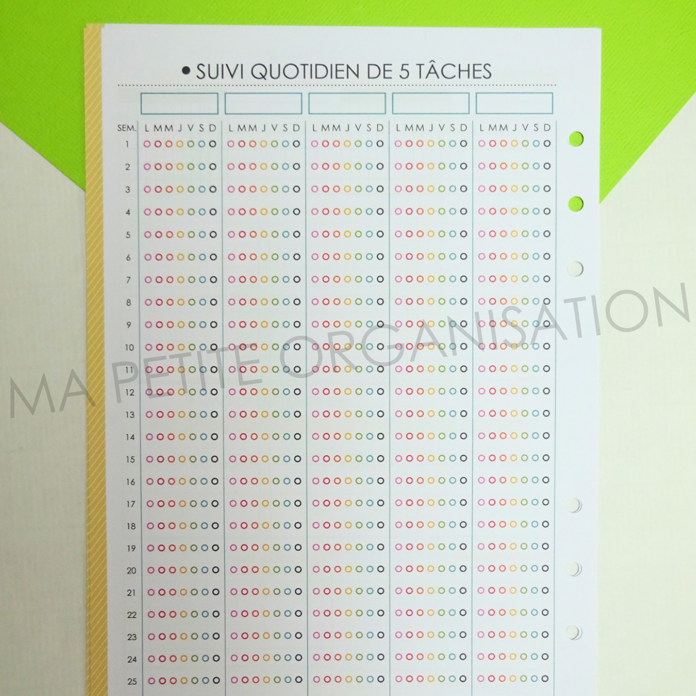 Organiser ma vie perso - recharge pour agenda A5
