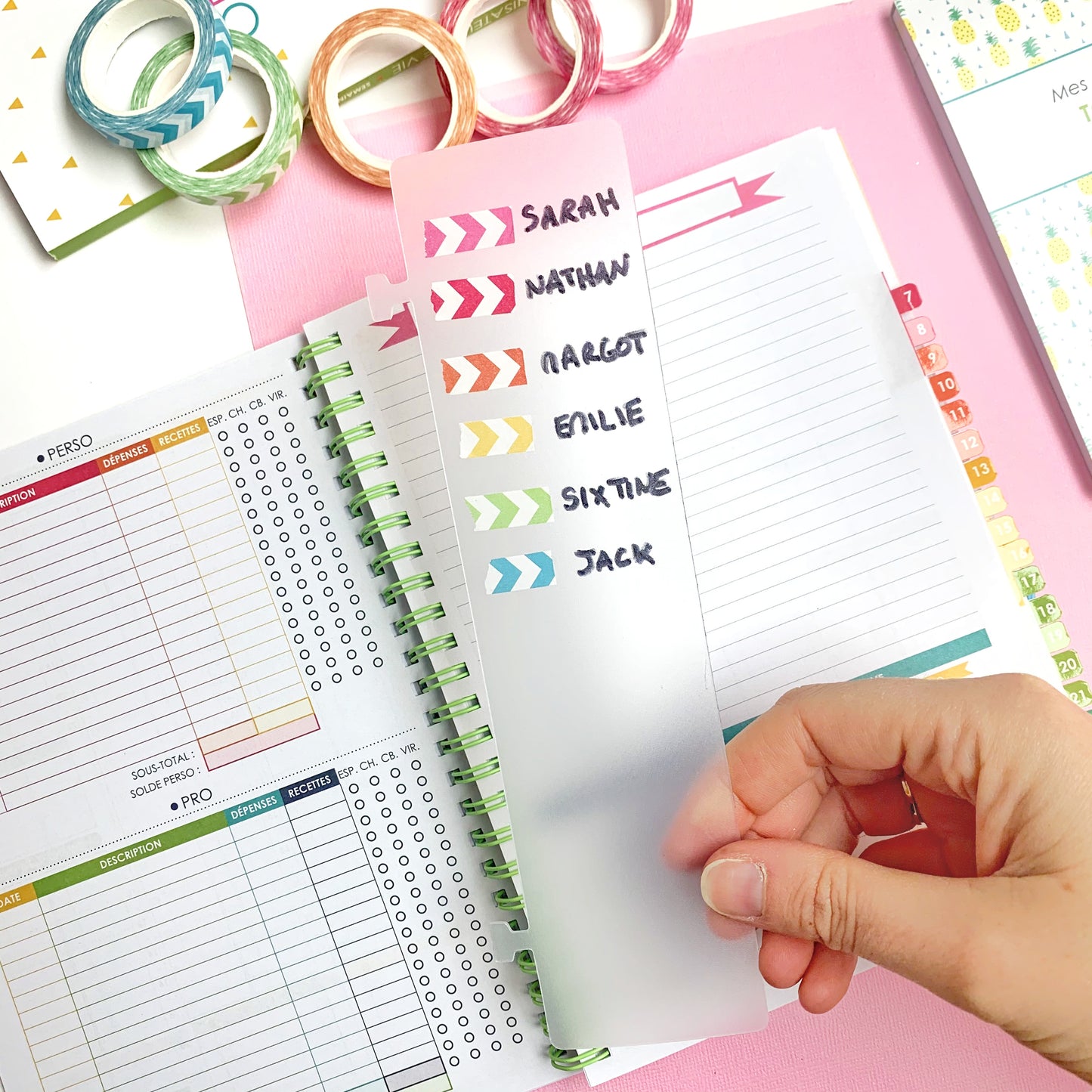 Marque-pages pour agenda à spirale
