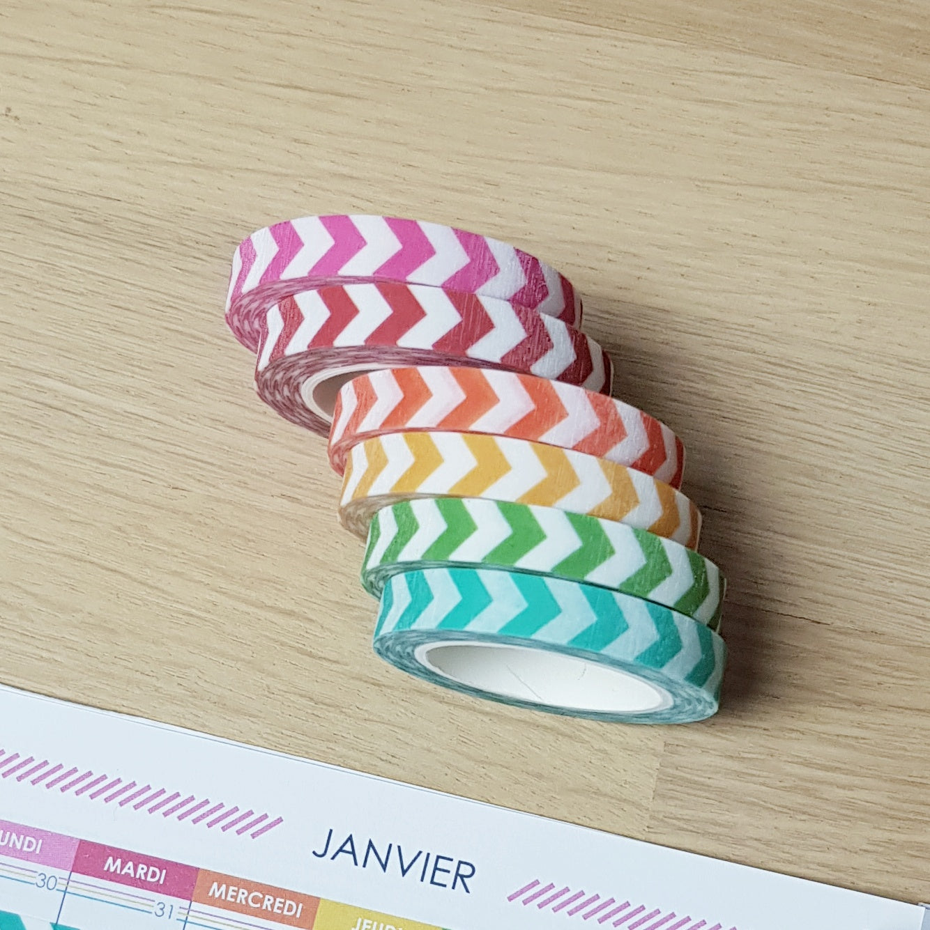 Set de 6 Masking Tapes chevron idéal pour les plannings