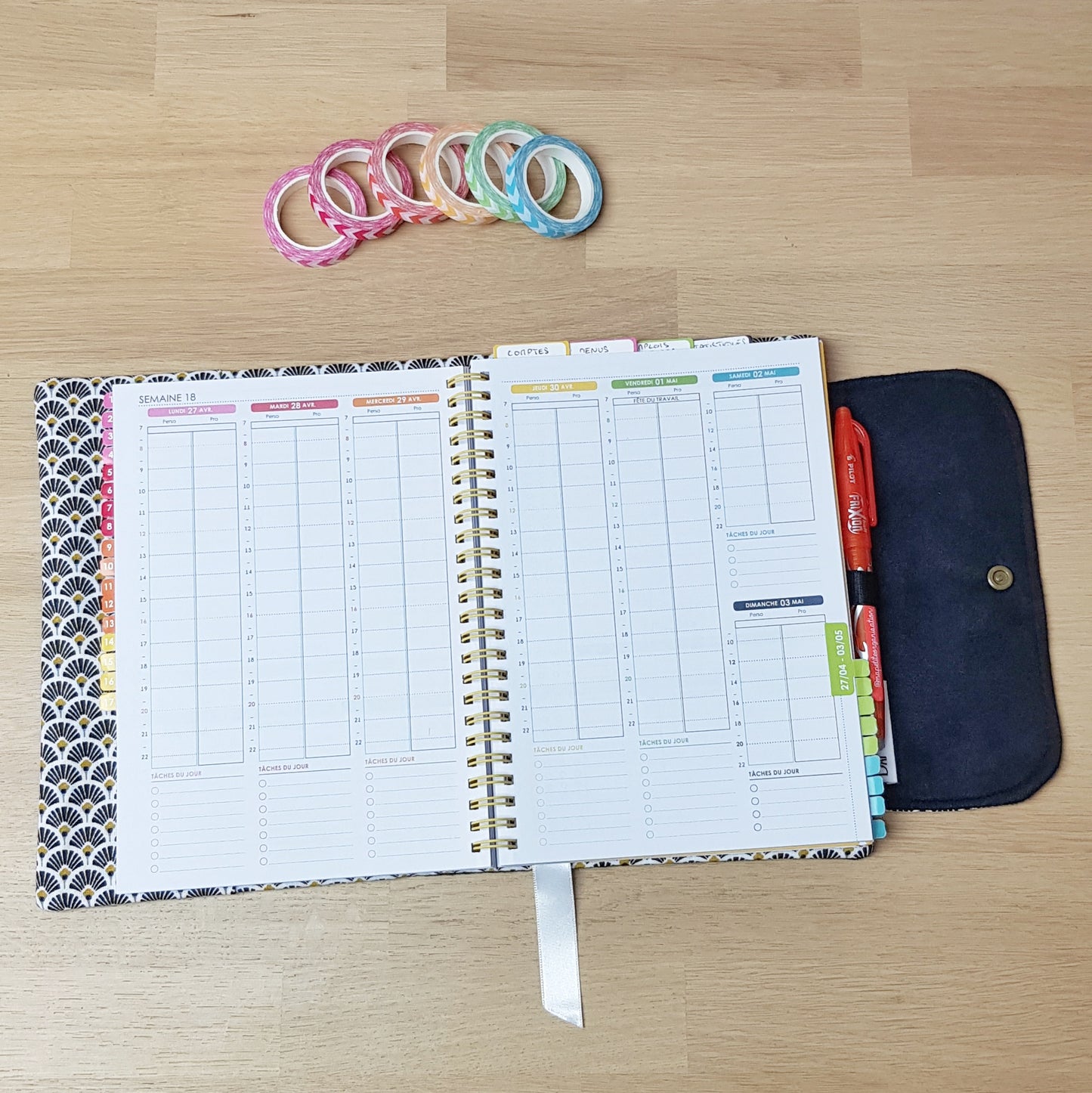 Protège agenda ou planner A5 fait main