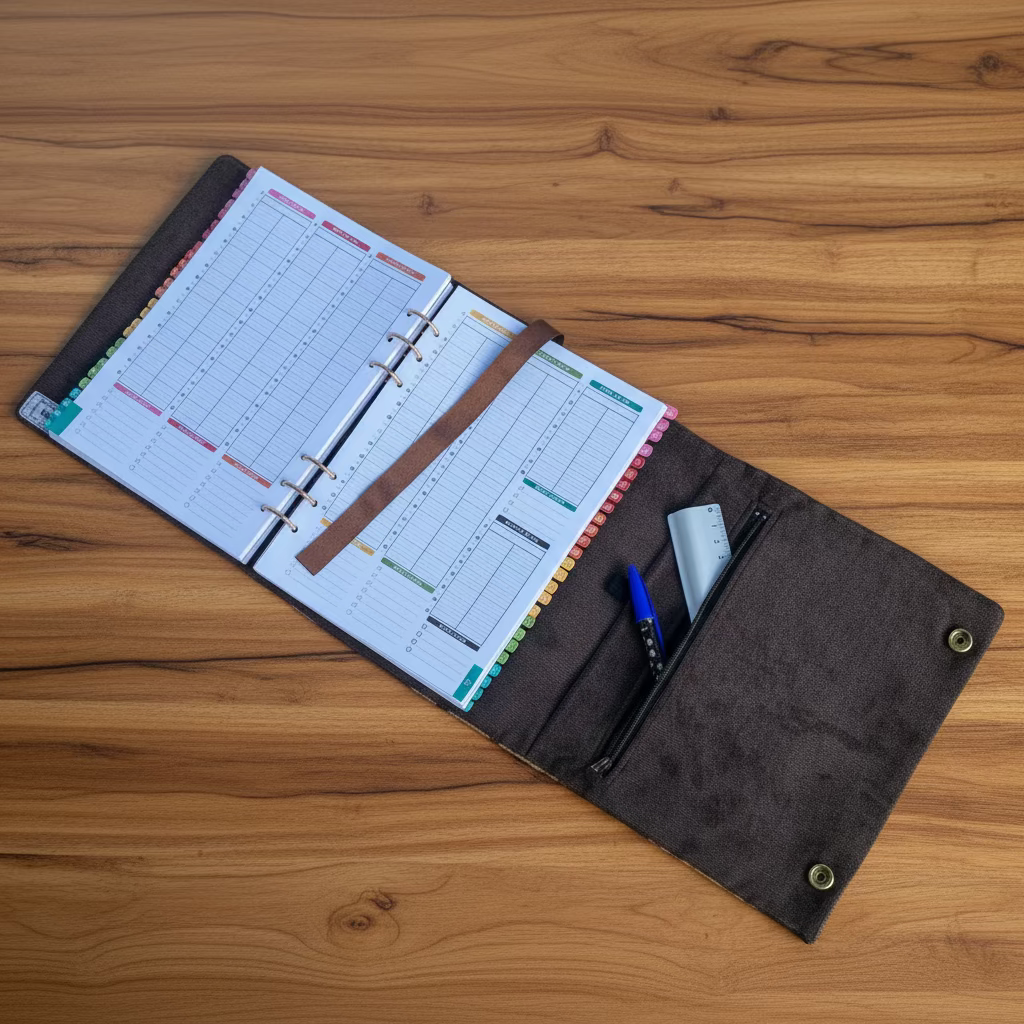 Protège agenda 2 en 1 tissu fait main