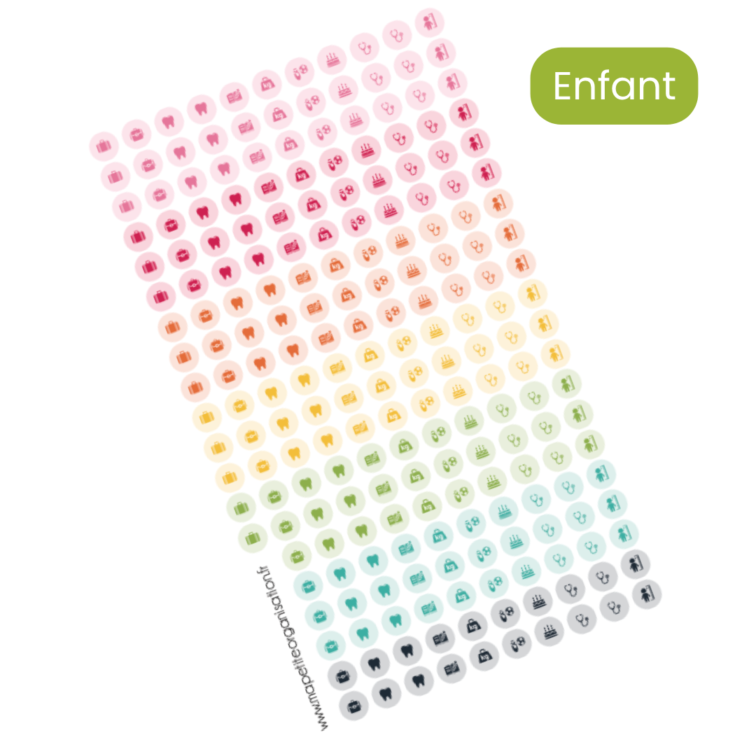 Planches d'étiquettes icônes thématiques